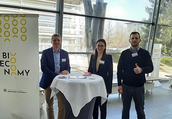 Werner Balika (Innovation Salzburg GmbH), Anna-Maria Schnegg (proHolz Tirol), Fabian Matthias Freund (Cleantech-Cluster, Business Upper Austria)