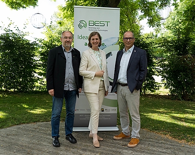 Walter Haslinger (Geschäftsführer BEST), LRin Barbara Eibinger Miedl (Land Steiermark), Roman Schmid (Geschäftsführer BEST)