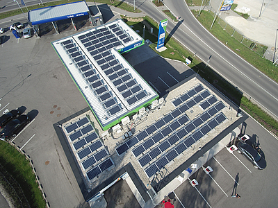 Luftaufnahme der PV-Anlage © Energie AG